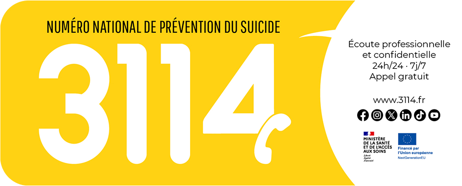 Bannière numéro national de prévention du suicide 3114